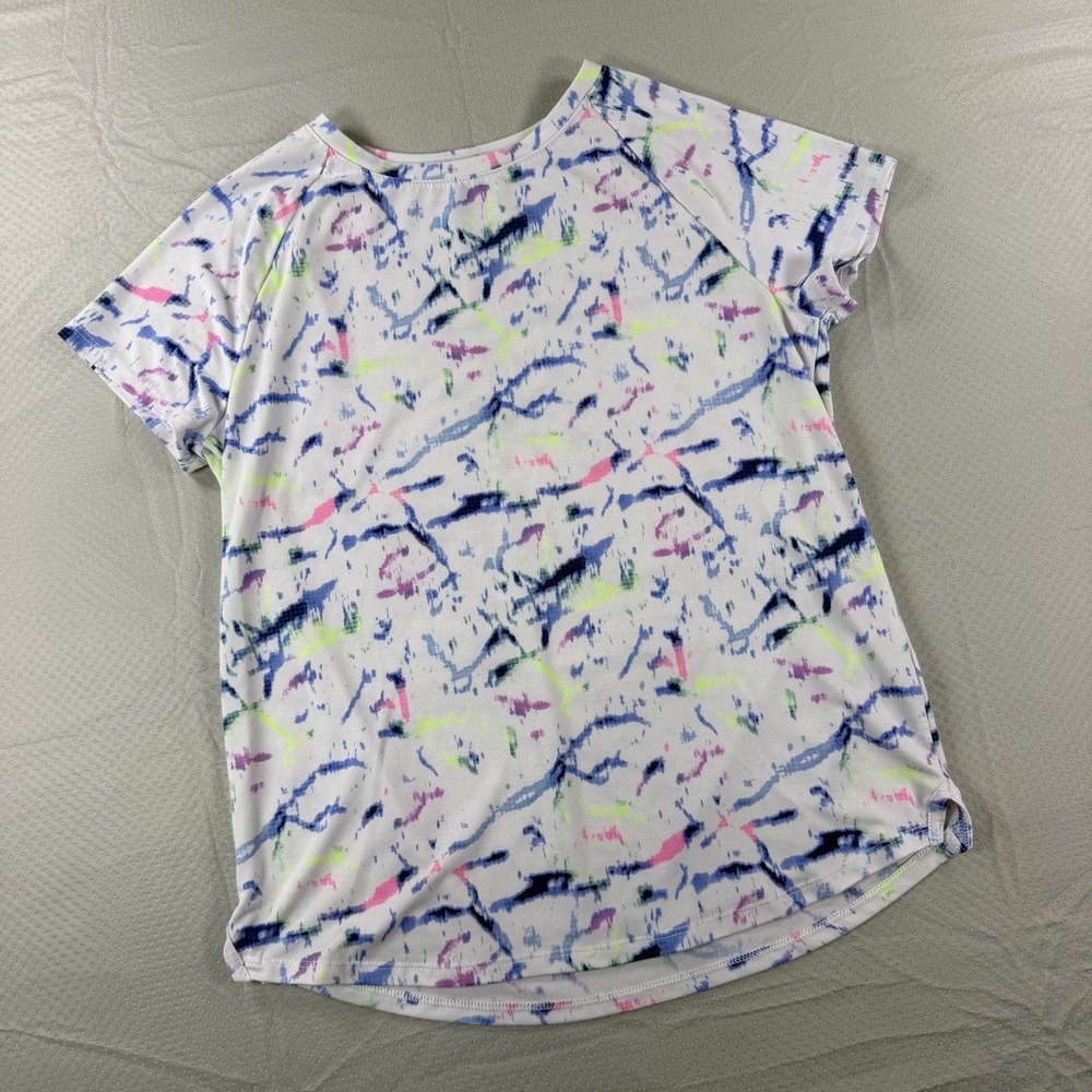 Athletic Works Girls L 10-12 Top Short Sleeve Abstract Tie Dye Shirt Activewear
